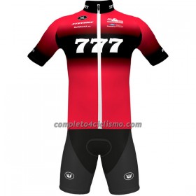 Completo Maglia + Pantaloncino con bretelle 2023 Team 777 Manica Corta Rosso